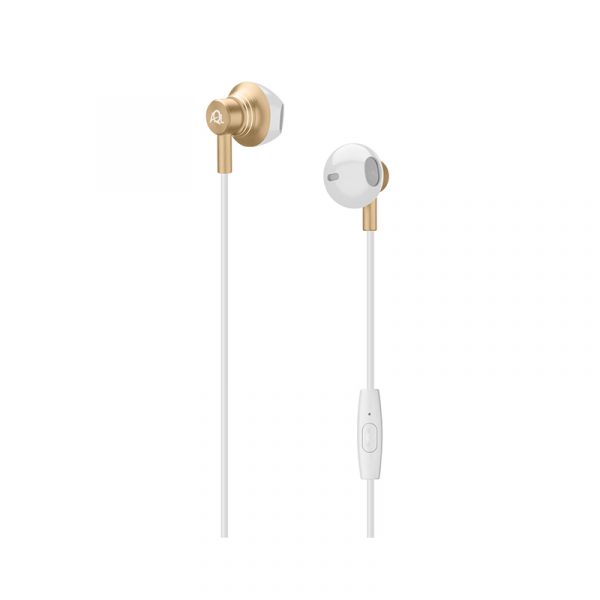 gold earphones